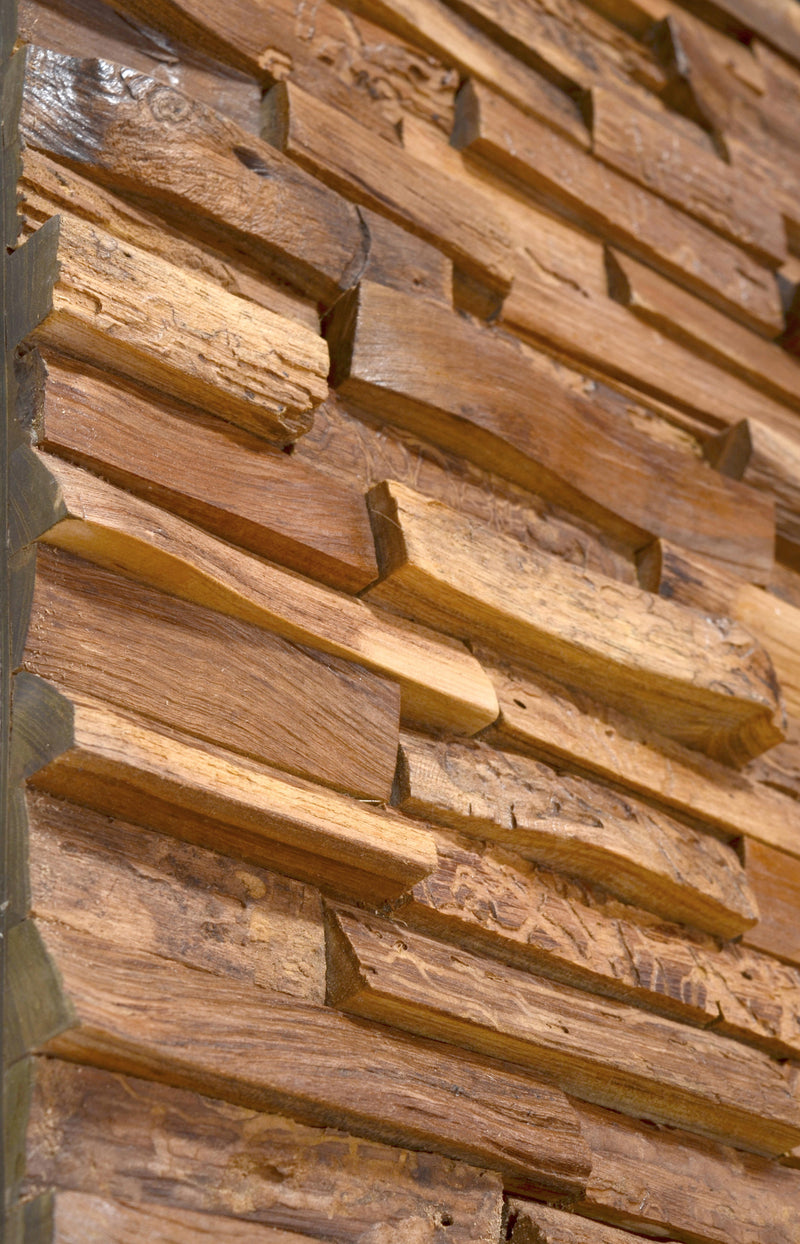 Mountain Studios Reclaimed Teak Parquet Panel 98.5 Inch, Hand Made, Wall,Art,Modern,Rustic