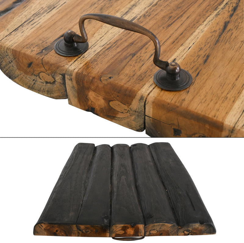 Mountain Studios Wide Cutting Board Charcuterie Tray 20 Inches Natural Teak