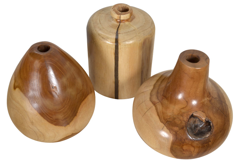 Mountain Studios Teak Organic Vase Set of 3