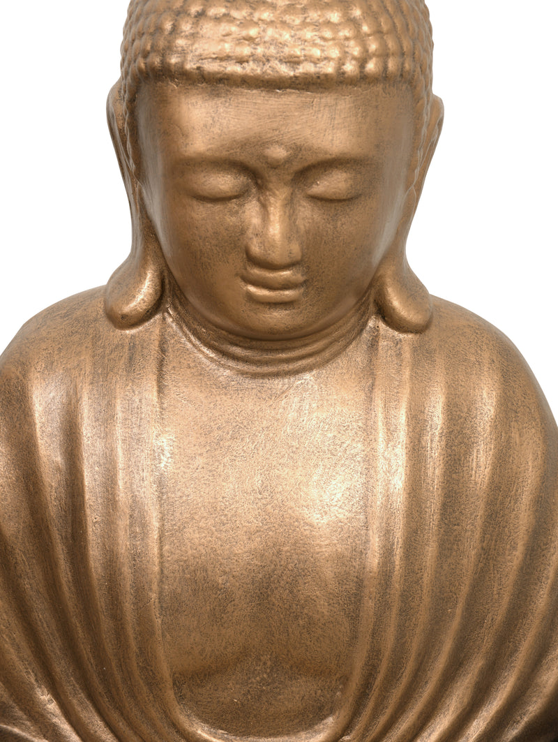 Buddha Sitting Lotus 30 Inch  Gold Stone Finish Indoor Outdoor Hand Cast and Hand Finished