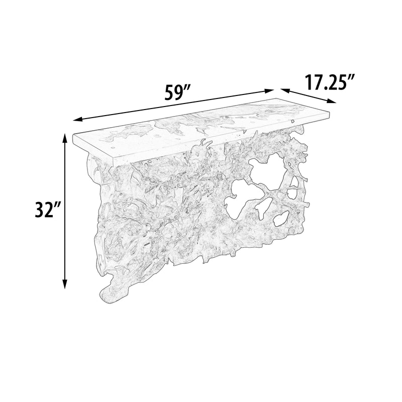 Artistic 60 Inch Floating Teak Root Console in Black Epoxy Resin