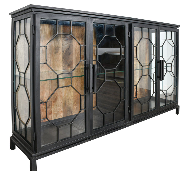 Berkshire 4 Door Metal Display Shelf Collector's Cabinet, Buffet or Credenza 72 Inches