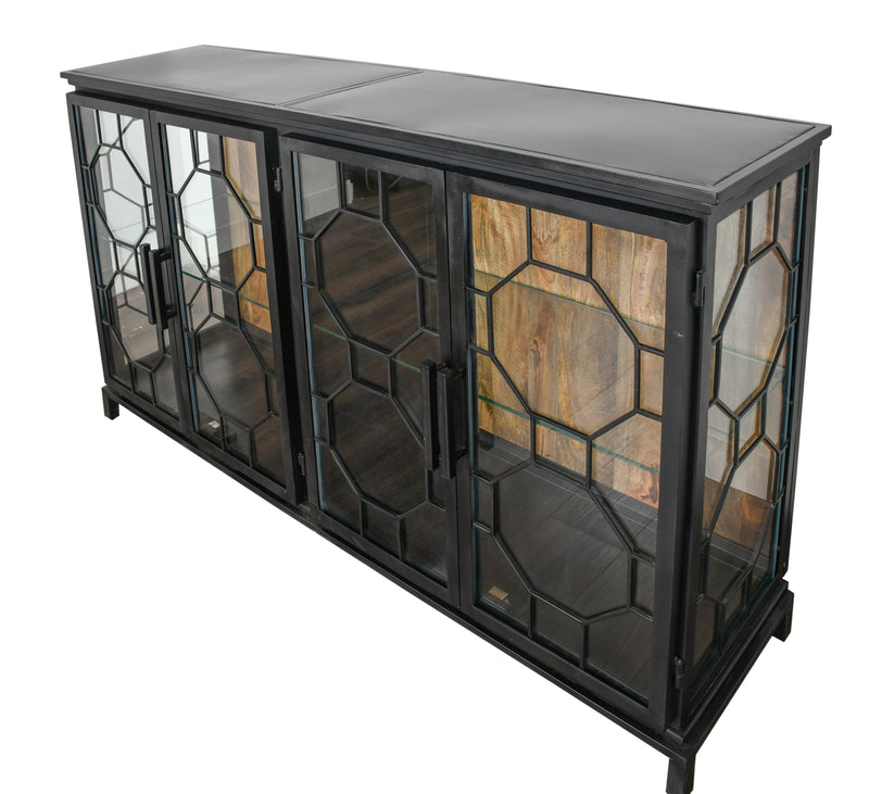 Berkshire 4 Door Metal Display Shelf Collector's Cabinet, Buffet or Credenza 72 Inches