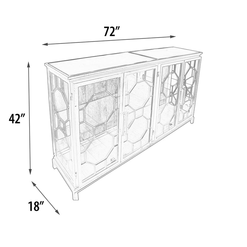 Berkshire 4 Door Metal Display Shelf Collector's Cabinet, Buffet or Credenza 72 Inches