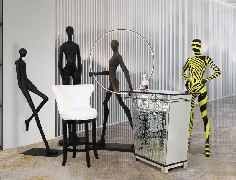 Sculpture Modern Man with Illuminated Sphere 82 Inches Tall, Life Size, Abstract, Art, Statue