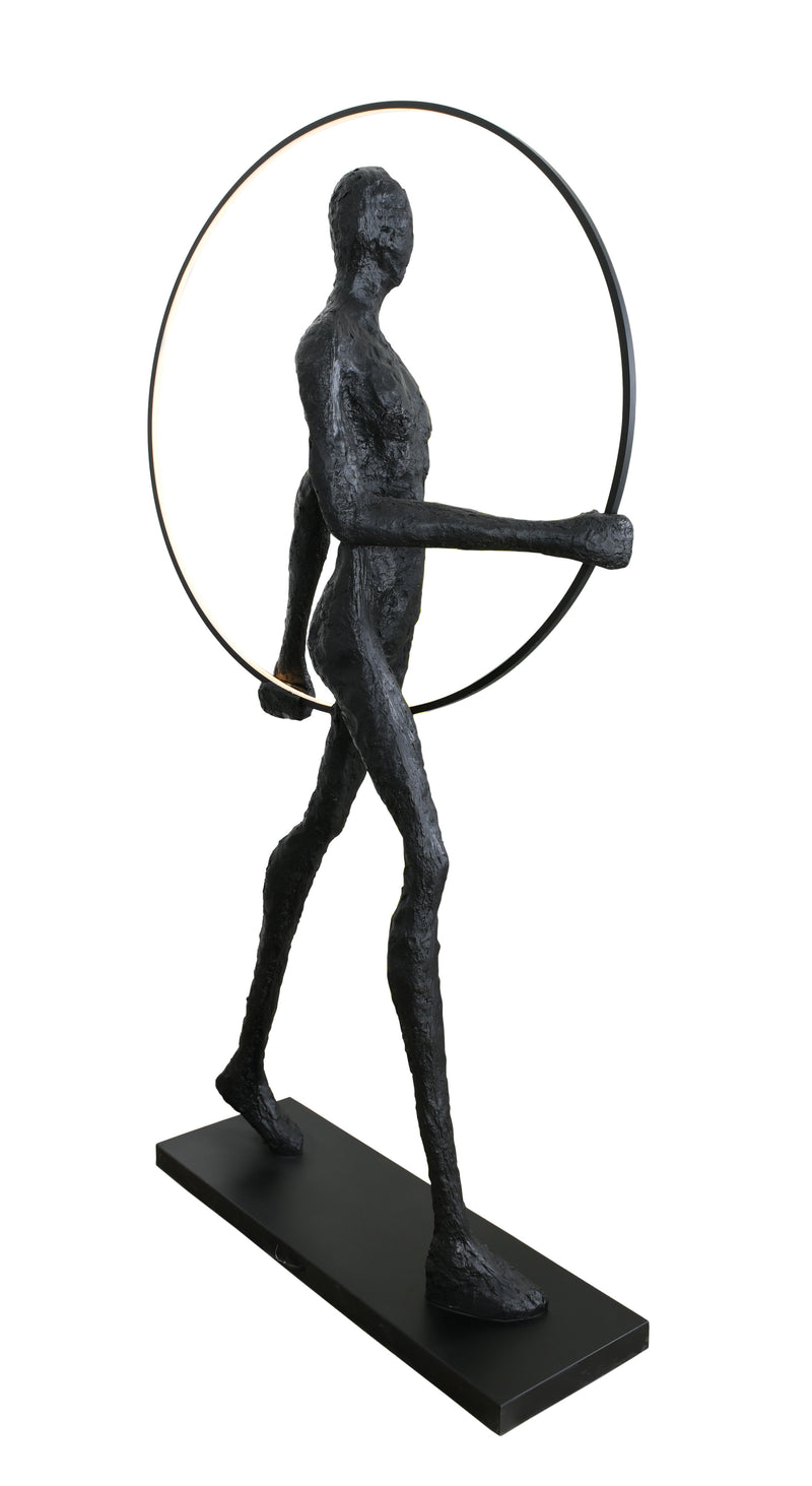 Sculpture Modern Man with Illuminated Sphere 82 Inches Tall, Life Size, Abstract, Art, Statue