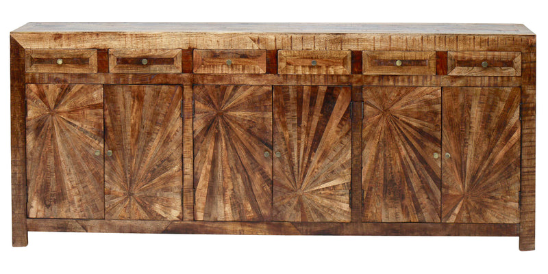 Mango Wood Solid Parquet Large Sideboard 97 Inches