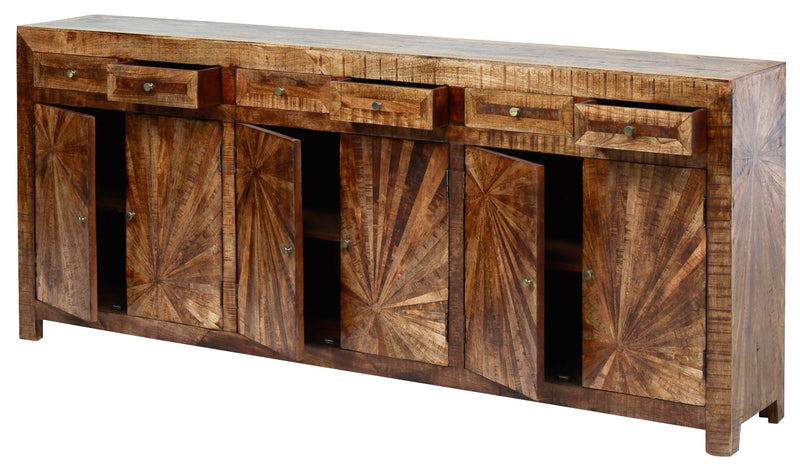 Mango Wood Solid Parquet Large Sideboard 97 Inches