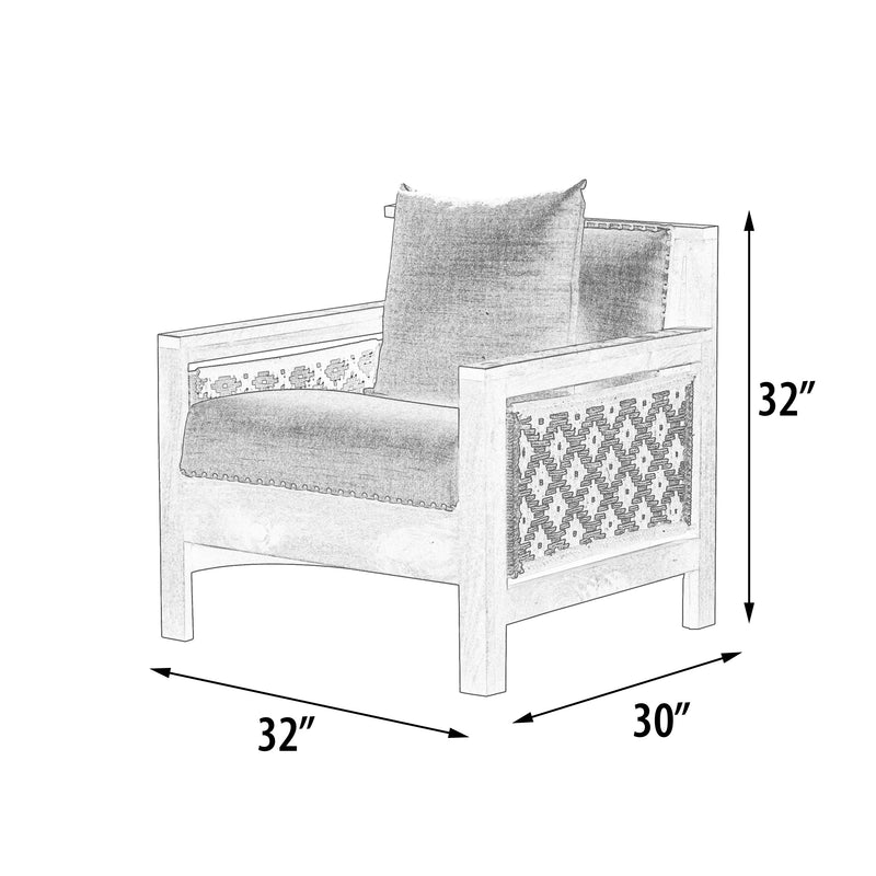 Mountain Studio Wilderness Cabin Fireside Chair 32 Inch Hand Made, Woven and Solid Hardwoods