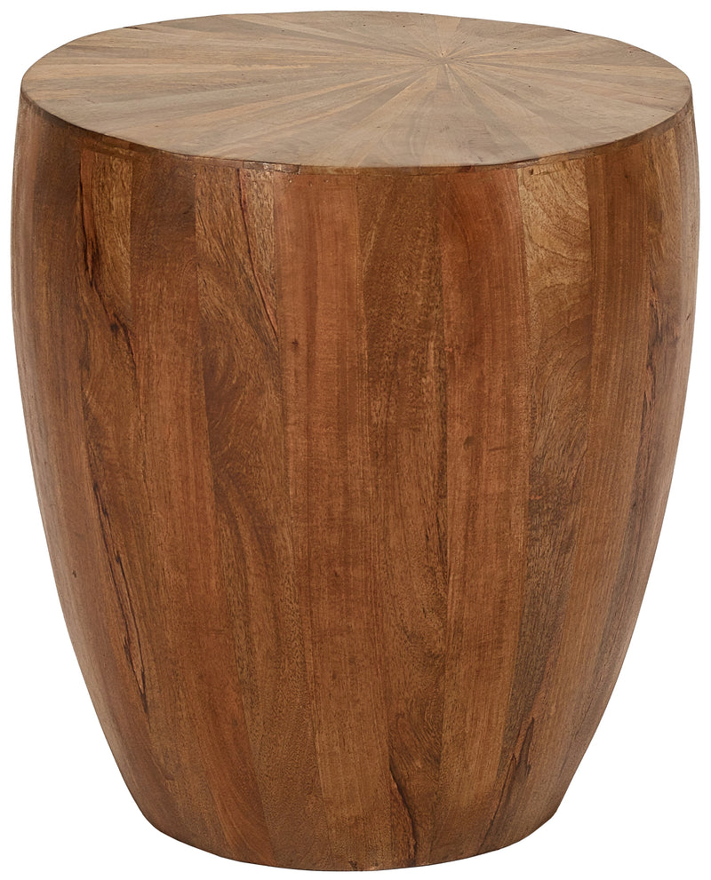 Mango Wood Solid Parquet Round Side Table 18 Inch Diameter