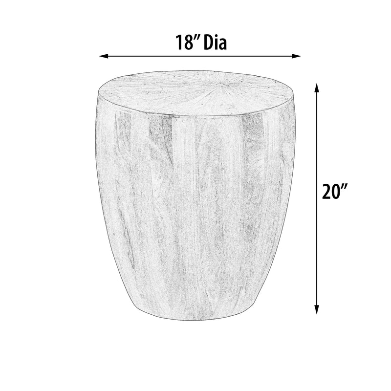 Mango Wood Solid Parquet Round Side Table 18 Inch Diameter