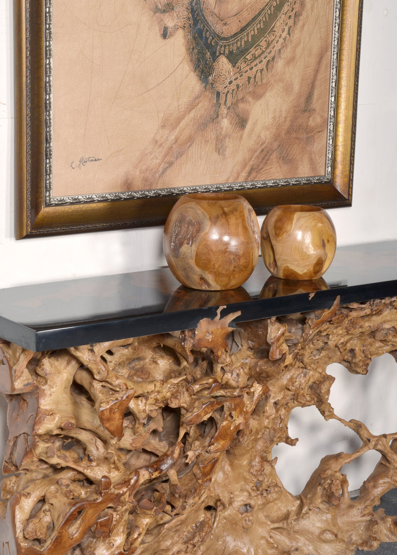 Mountain Studios Teak Organic Vase Set of 2