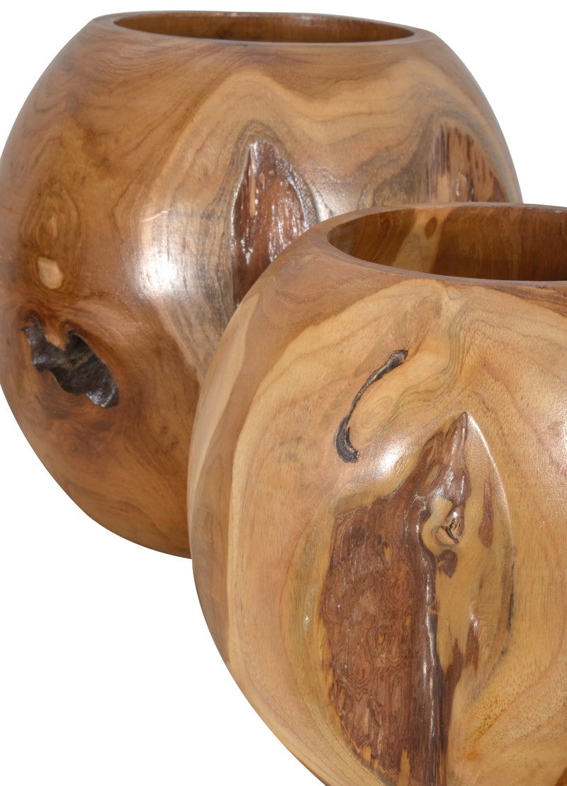 Mountain Studios Teak Organic Vase Set of 2