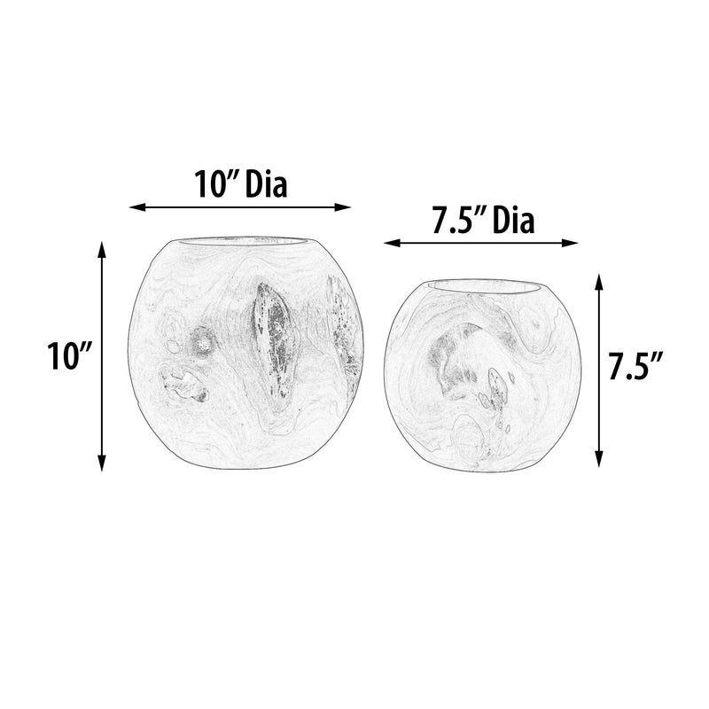 Mountain Studios Teak Organic Vase Set of 2