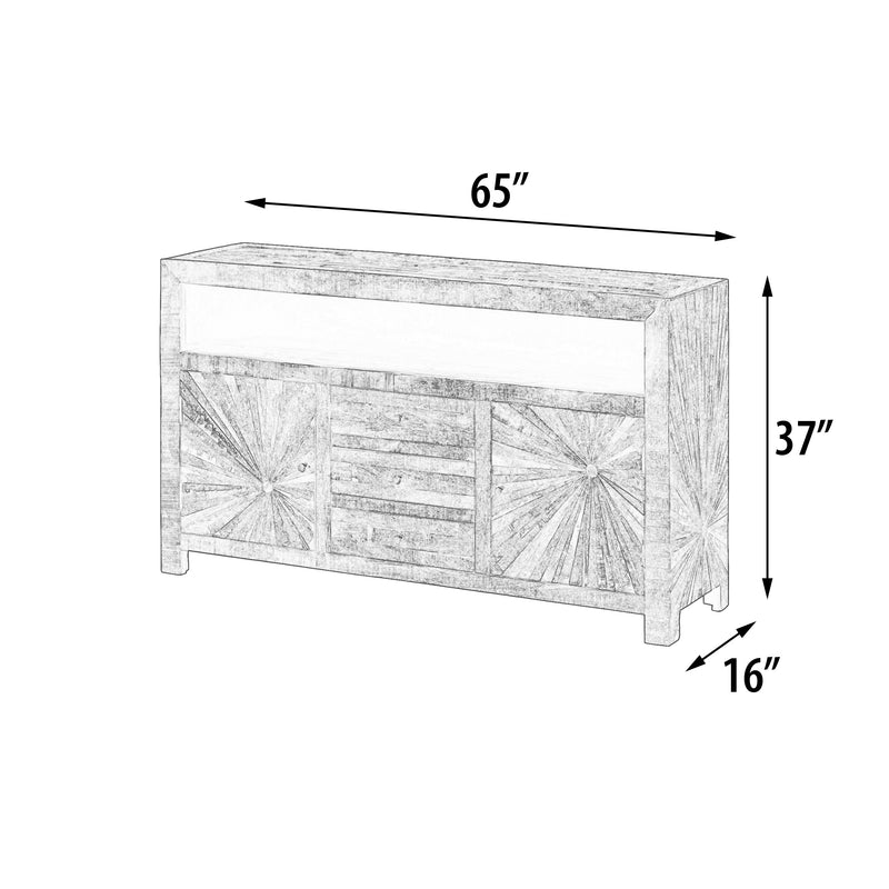Mango Wood Solid Parquet Media Sideboard 65 Inches