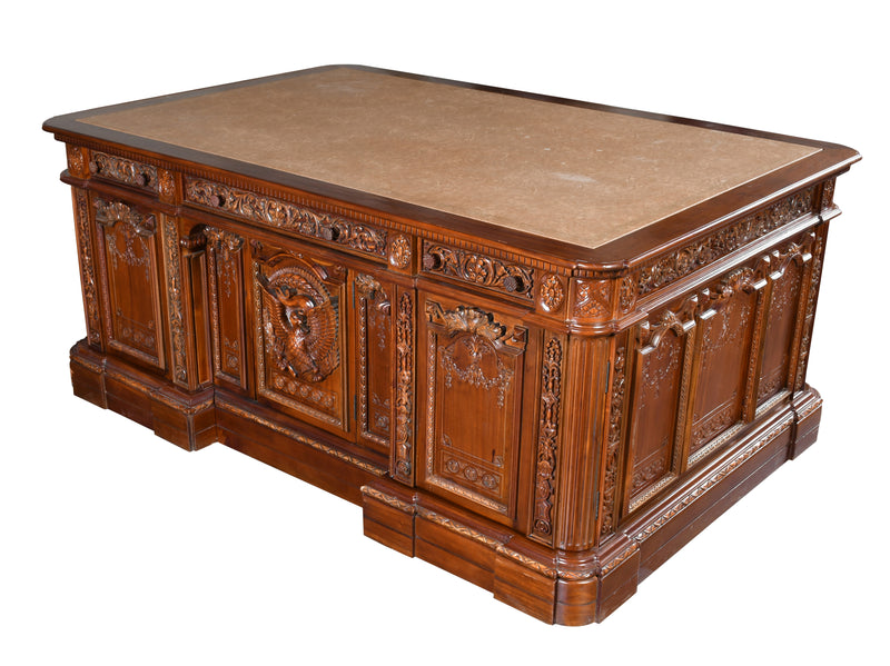 Resolute Hand Carved Mahogany Presidents Desk 71"W x 48"D x 31"H