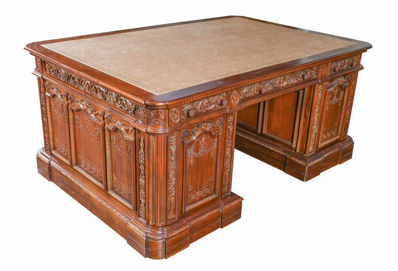 Resolute Hand Carved Mahogany Presidents Desk 71"W x 48"D x 31"H