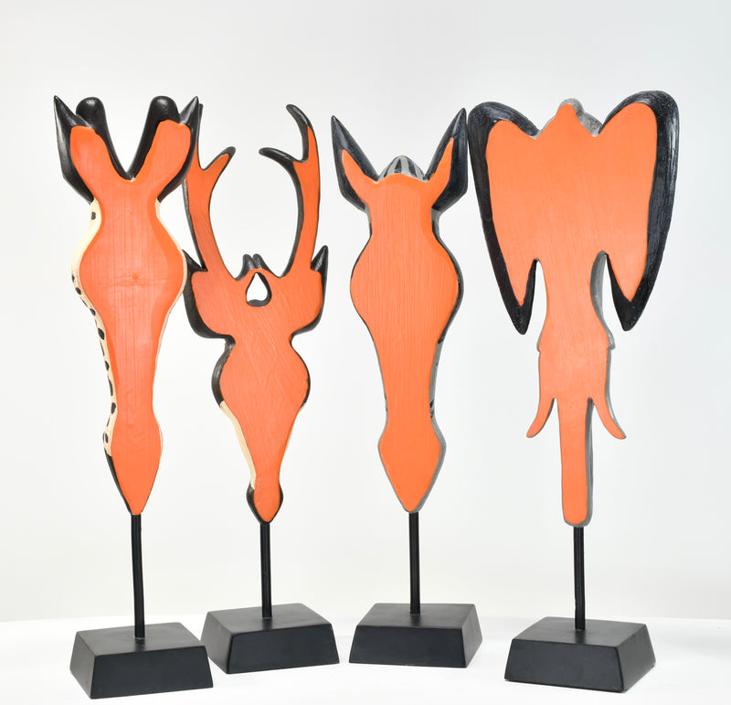 African Animal Masks on Stand Set of 4