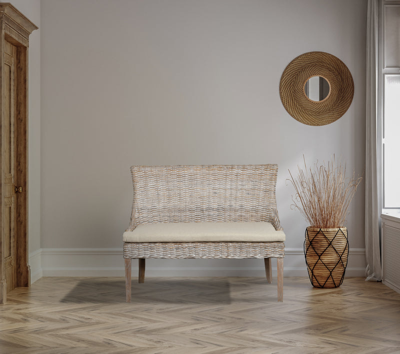 Alfresco Bench Kuba Weave Whitewash