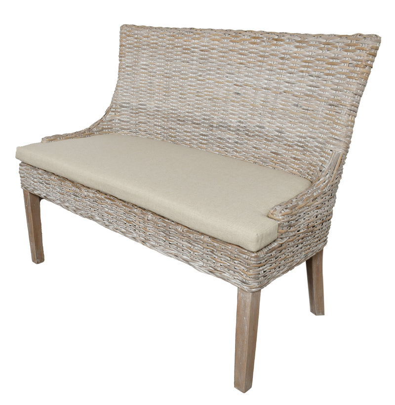 Alfresco Bench Kuba Weave Whitewash