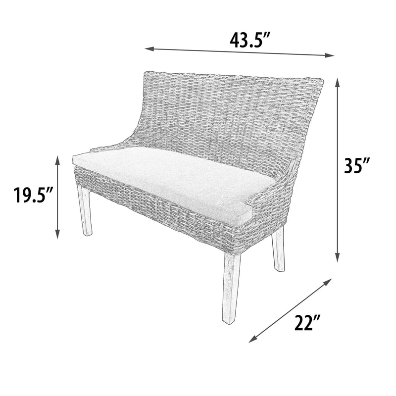 Alfresco Bench Kuba Weave Whitewash
