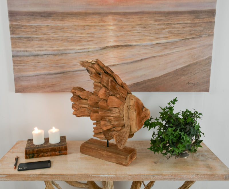 Bayshore 25 inches Teak Butterfly Fish on Stand