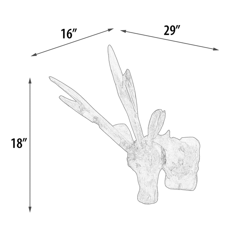 Teak Trophy Deer Head Wall Mount Sculpture 12"W x 17"D x 29"H