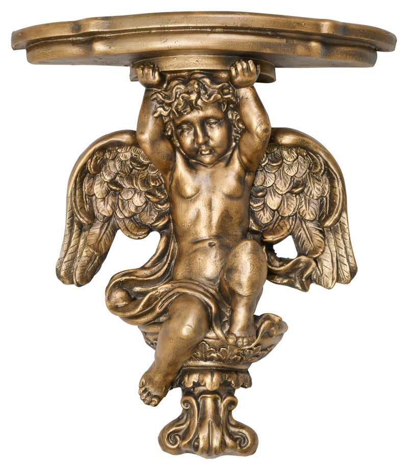 Gold Cherub Statue Wall Relief