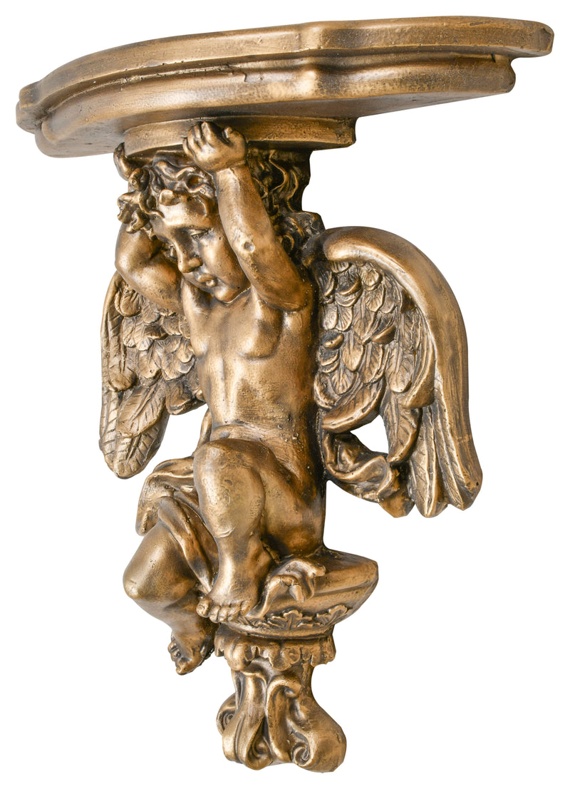 Gold Cherub Statue Wall Relief