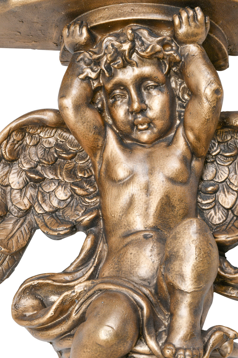 Gold Cherub Statue Wall Relief