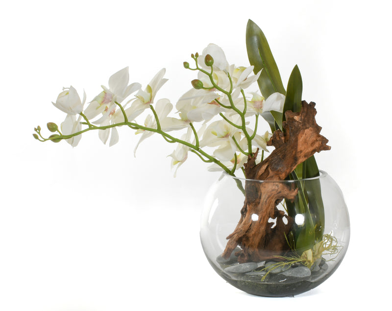 White Orchids Bubble Bowl