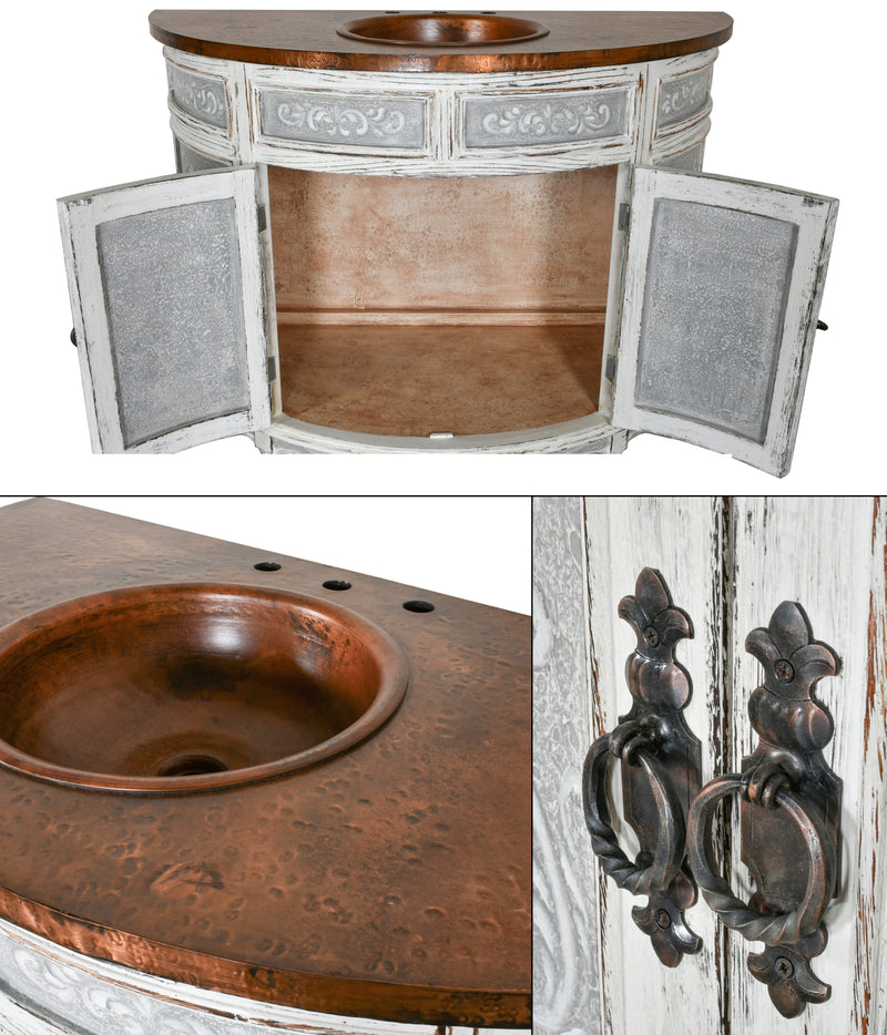 Cabo Blanco Peruvian Copper Top Blanco Bathroom Vanity 48W