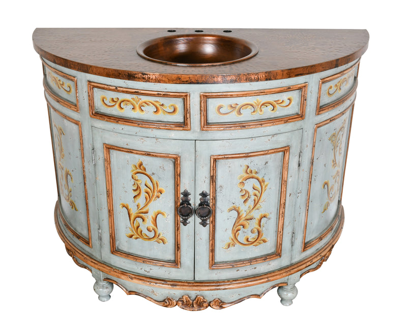Blue Peruvian Copper Top Serena Bathroom Vanity 48W