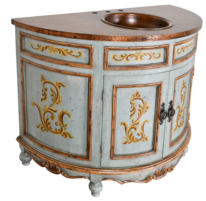 Blue Peruvian Copper Top Serena Bathroom Vanity 48W