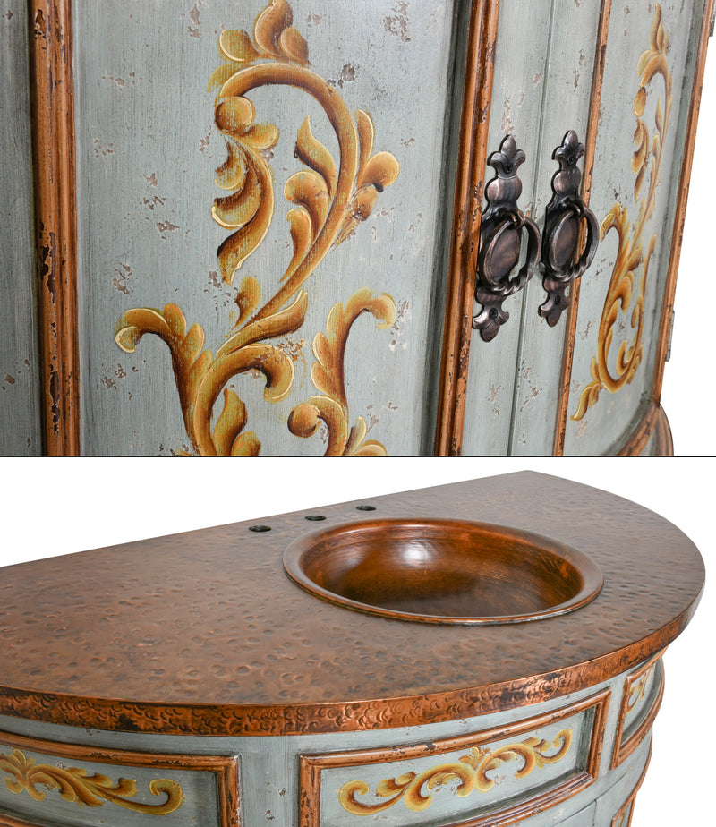 Blue Peruvian Copper Top Serena Bathroom Vanity 48W