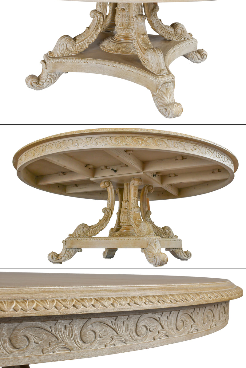 Anglia 72" Round Pedestal Dining Table with Chairs Set of 7-Beachstone