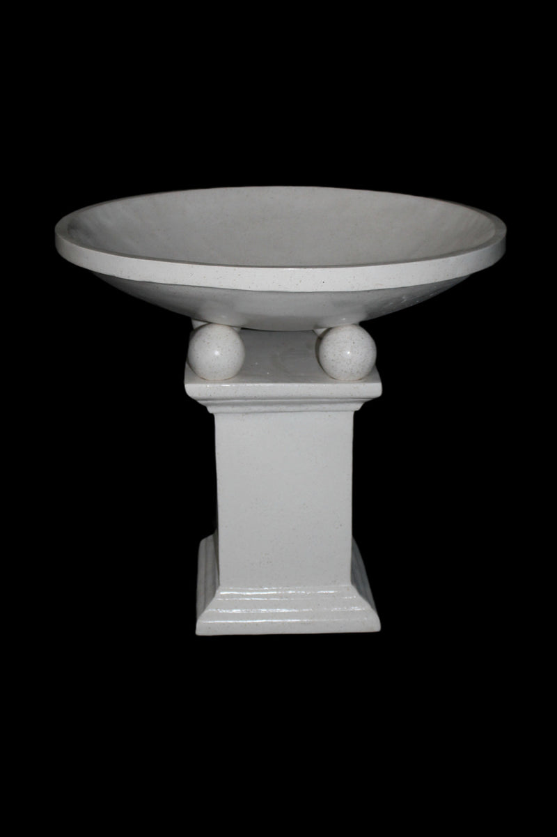 White Terrazzo Pot on Stand 28in