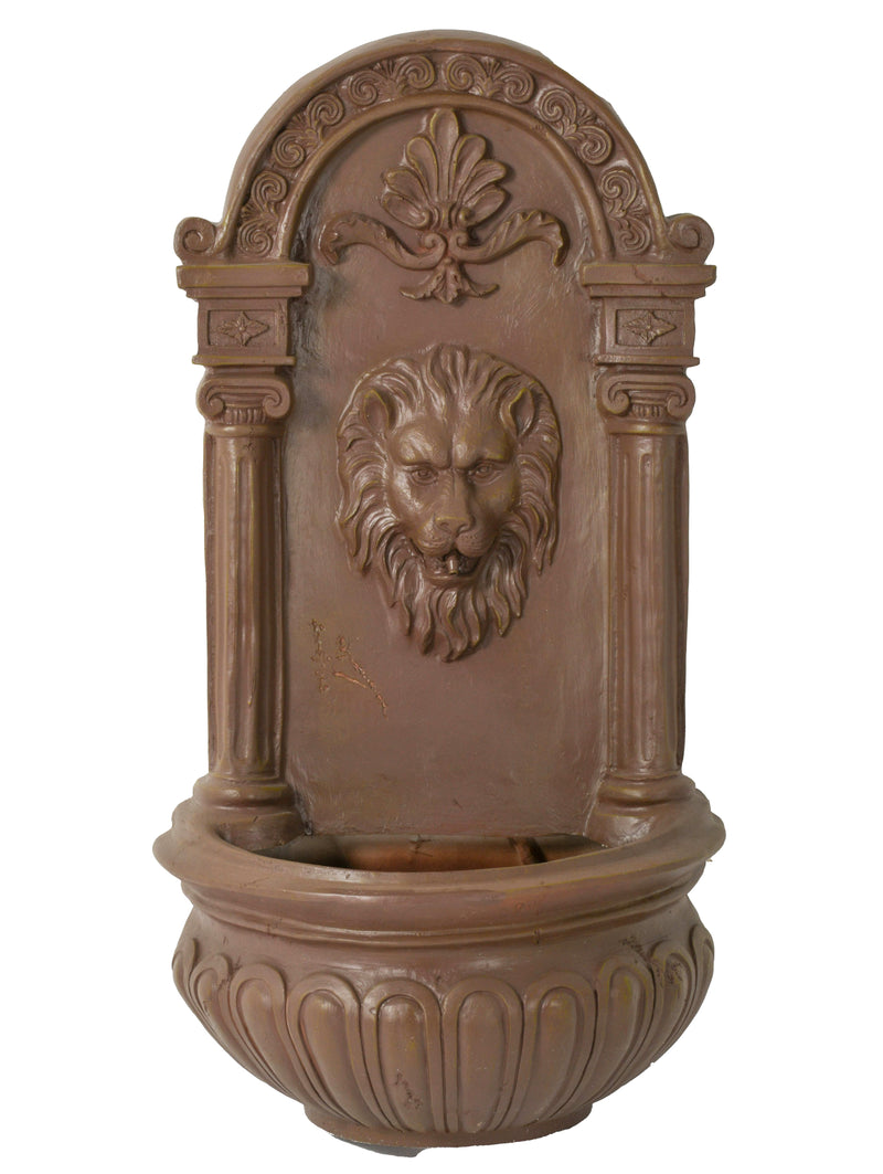 Terra Cotta Lion Hanging Wall Fountain