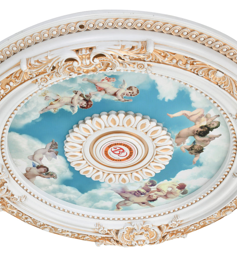 White Cherub Ceiling Medallion 24.5