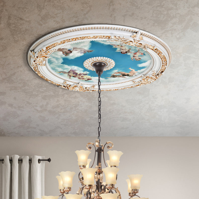White Round Cherub Ceiling Medallion 35.5 in