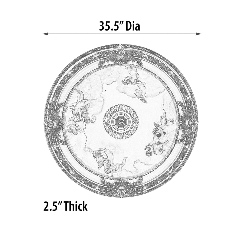 White Round Cherub Ceiling Medallion 35.5 in