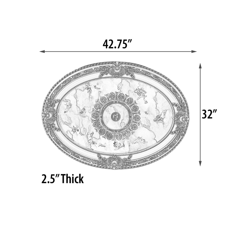 White Oval Cherub Ceiling Medallion 42.75IN