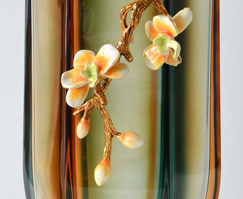 Amber Bloom Hexagonal Vase