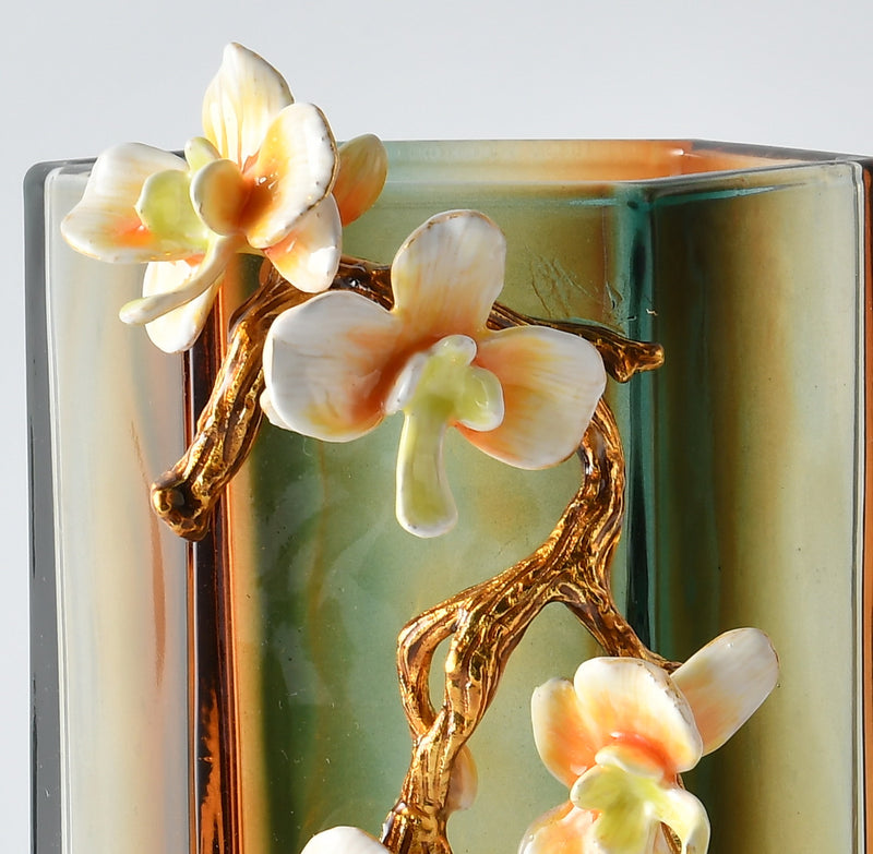 Small Amber Bloom Hexagonal Vase