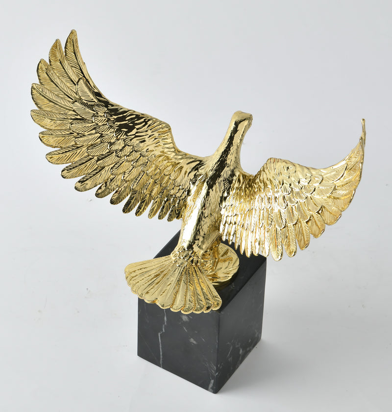Majestic Gold Hawk Sculpture on Base