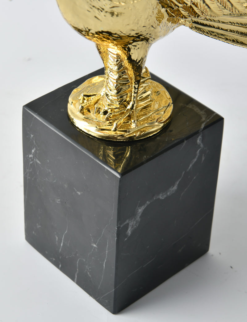 Majestic Gold Hawk Sculpture on Base