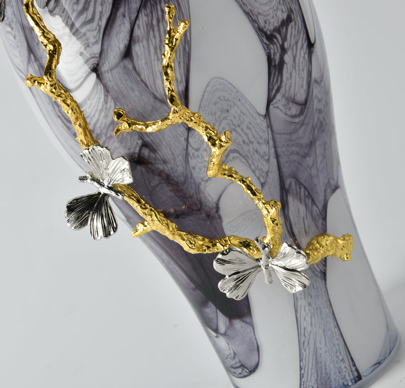 Small Silver Monarch Marble Bloom Vase