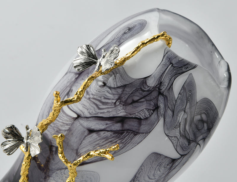 Small Silver Monarch Marble Bloom Vase