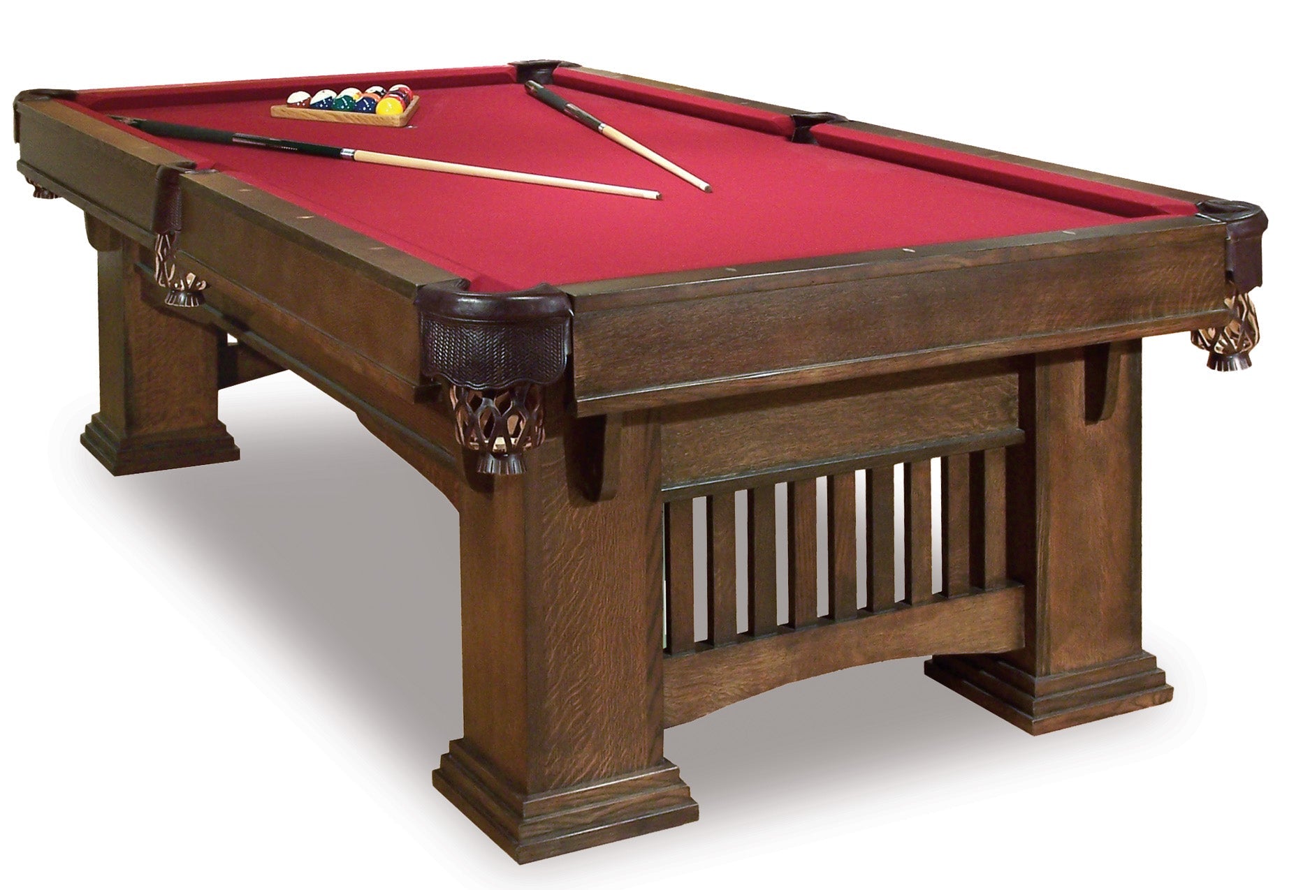 9' Hand-crafted Classic Mission Pool Table (Brown Maple)